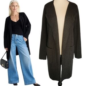 J Crew Merino Wool Blend Collarless Mid-Length Sweater Blazer - Sz S